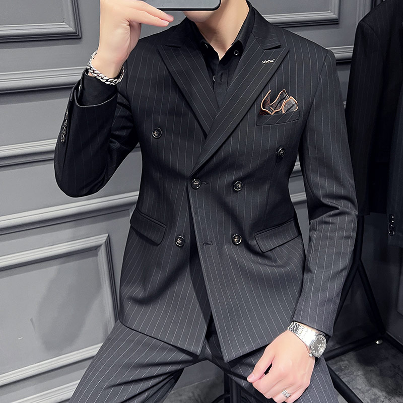 22秋季新西装套装修身商务休闲大码双排西服男士礼服LJT9962-P235,男装西服套装,电商A311