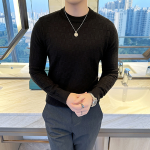 2024 酒店风 抗起球主推款-针织衫男低领格子毛衣 MYH2306-P63图片