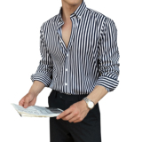 2025秋冬新款男士长袖衬衫商务寸衫条纹衬衫A311-CSX23-P38，男装衬衫，电商A311