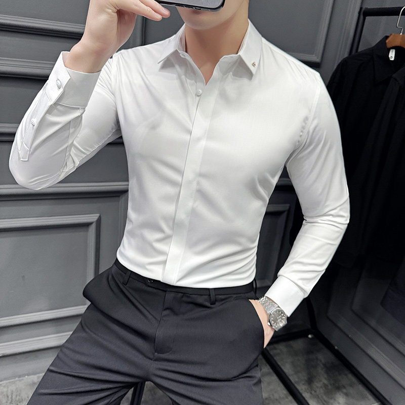 2025春秋季青年无痕衬衫男长袖商务休闲衬衣A311-CS3061-P68,男装衬衫,电商A311