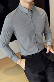格子长袖衬衫男2025新款高级感修身潮流男装A311-CCSC2405-P58，男装衬衫，电商A311