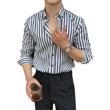 2025春季新款男士长袖衬衫商务寸衫条纹衬衫A311-CSX233-P38，男装衬衫，电商A311