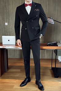 2025秋季新西装套装修身休闲商务大码工西服男士礼服SJT9982-P285图片