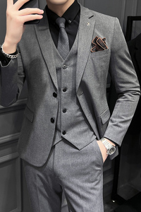 22春季青年西装套装修身商务休闲大码工西服男士礼服SJT9889-P265图片