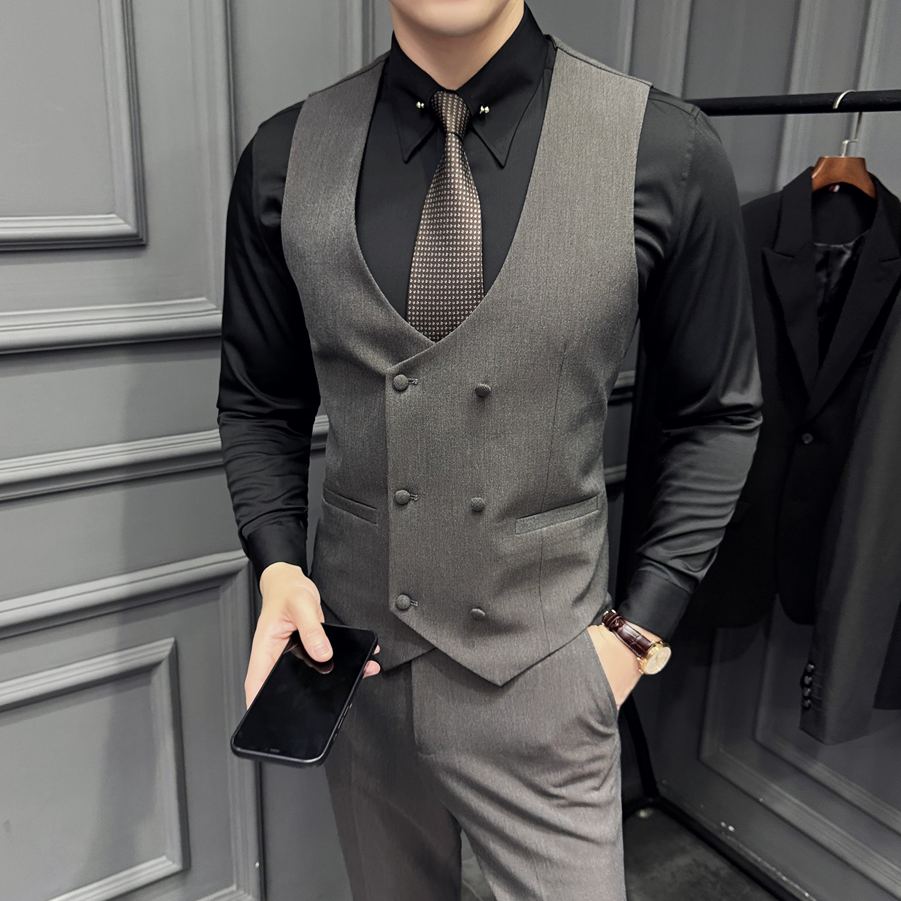 2025秋季新款男士马甲套工作服职业装少爷马夹A311-MJT9995-P130,男装背心/马甲,电商A311