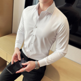 酒店景2025春季新款纯色长袖衬衫男百搭时尚衬衣A311-CS3081-P68，男装衬衫，电商A311