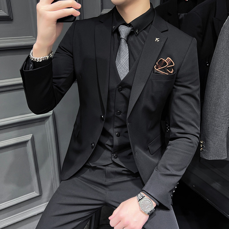 22春季青年西装套装修身商务休闲大码工西服男士礼服SJT9889-P265,男装西服套装,电商A311