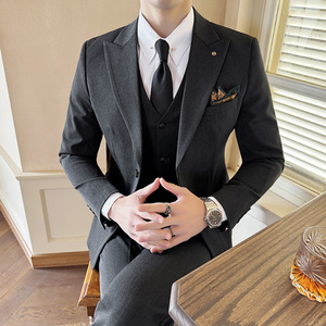 2025春季西装两粒扣套装修身休闲商务大码工西服男士SJT6889-P245图片