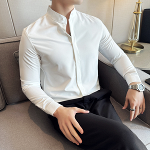 新中式立领长袖衬衫男秋季韩版修身潮流男装A311-CSG1119-P50图片