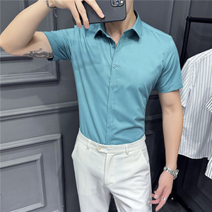 2025夏季新款短袖衬衫韩版修身商务休闲衬衣男A311-CSZ68060-P55图片