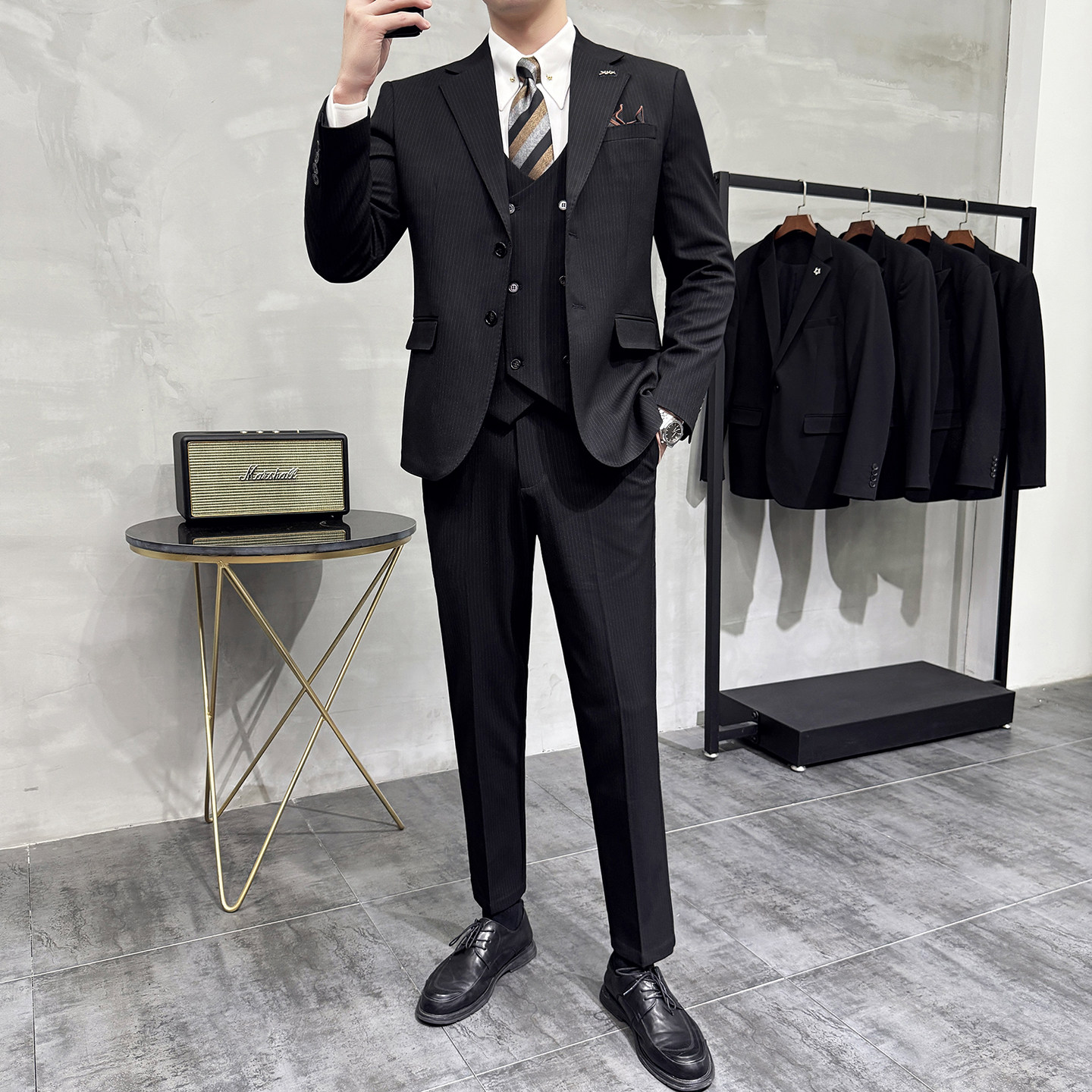 灰墙景2025秋季套装修身休闲商务大码男士礼服A311-SJT9016-P290,男装西服套装,电商A311