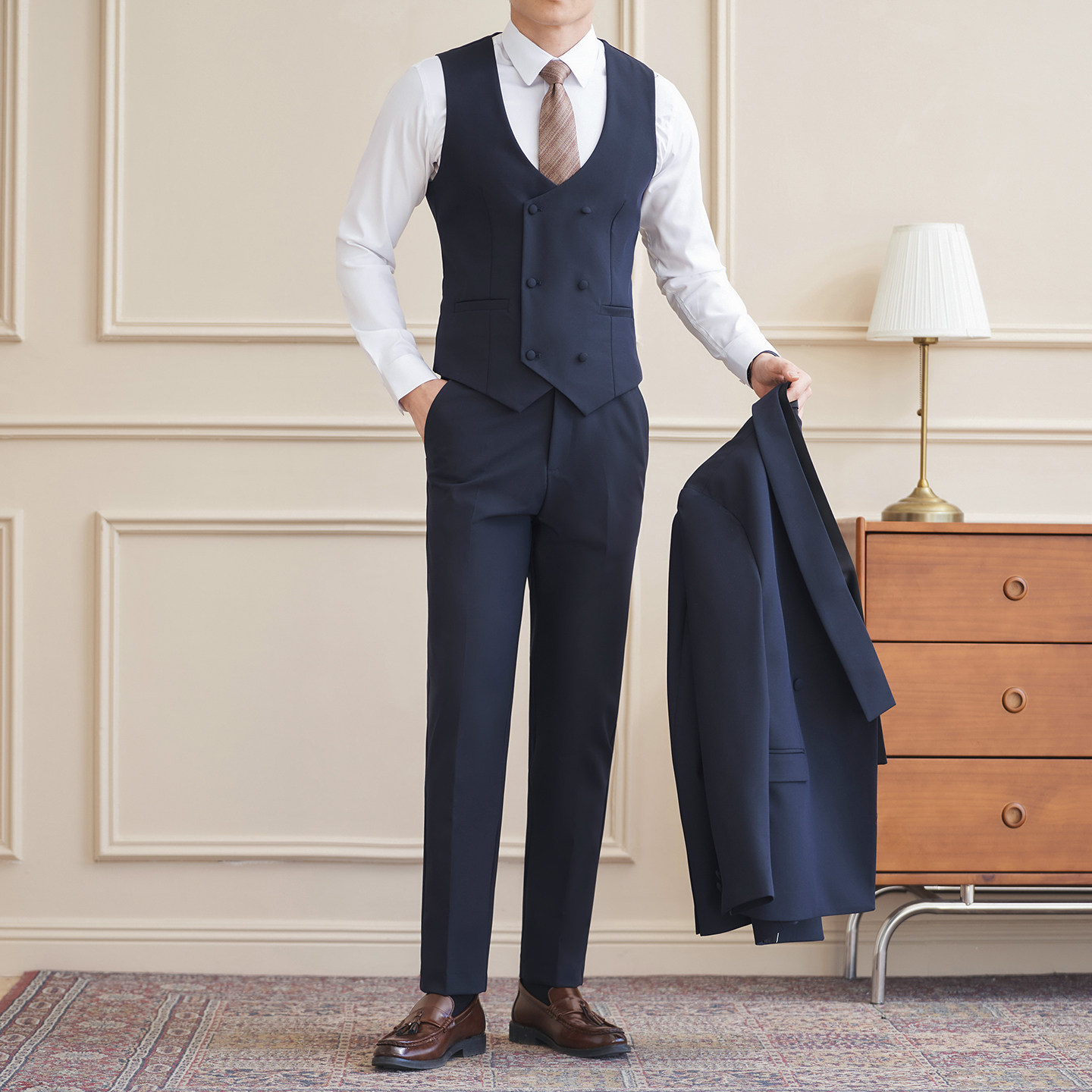 2026伴郎服兄弟装团西装马甲白衬衫春季礼服婚礼结婚MJT9021-P135，男装西服套装，电商A311