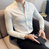 条纹衬衫男长袖2024韩版潮流帅气男士衬衣A311-CSC316-P58，男装衬衫，电商A311