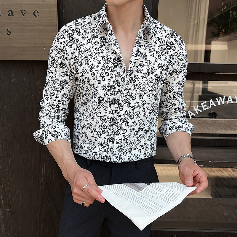 2025春季新男士长袖衬衫商务寸衫发型师方领衬衫A311-CSZ7803-P40,男装衬衫,电商A311