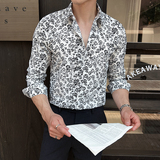 2025春季新男士长袖衬衫商务寸衫发型师方领衬衫A311-CSZ7803-P40，男装衬衫，电商A311