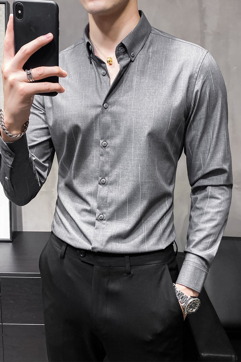 2025秋季高级衬衫男长袖新款上衣衣服商务衬衣男士CSZ8856-P48,男装衬衫,电商A311