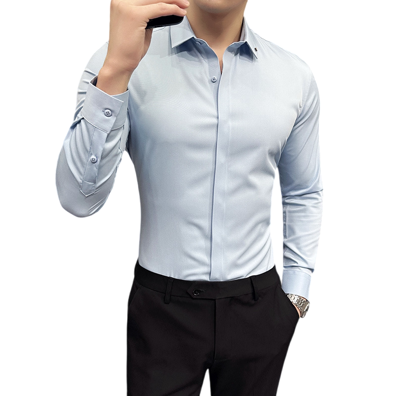 2025春秋季青年无痕衬衫男长袖商务休闲衬衣A311-CS3061-P68,男装衬衫,电商A311