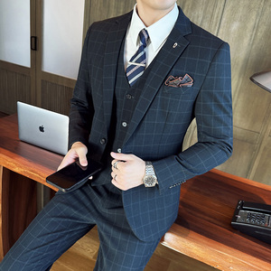 2025秋季新西装套装修身休闲商务大码工西服男士礼服SJT9988-P285图片