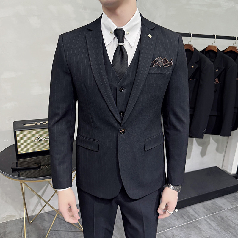 灰墙景2025春季套装修身休闲商务大码西服A311-SJT9961-P285,男装西服,电商A311