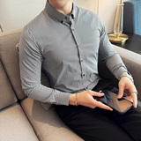 格子长袖衬衫男2025新款高级感修身潮流男装A311-CCSC2405-P58，男装衬衫，电商A311