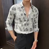 2025春季新男士长袖衬衫商务寸衫商务风方领衬衫A311-CSZ7793-P53，男装衬衫，电商A311