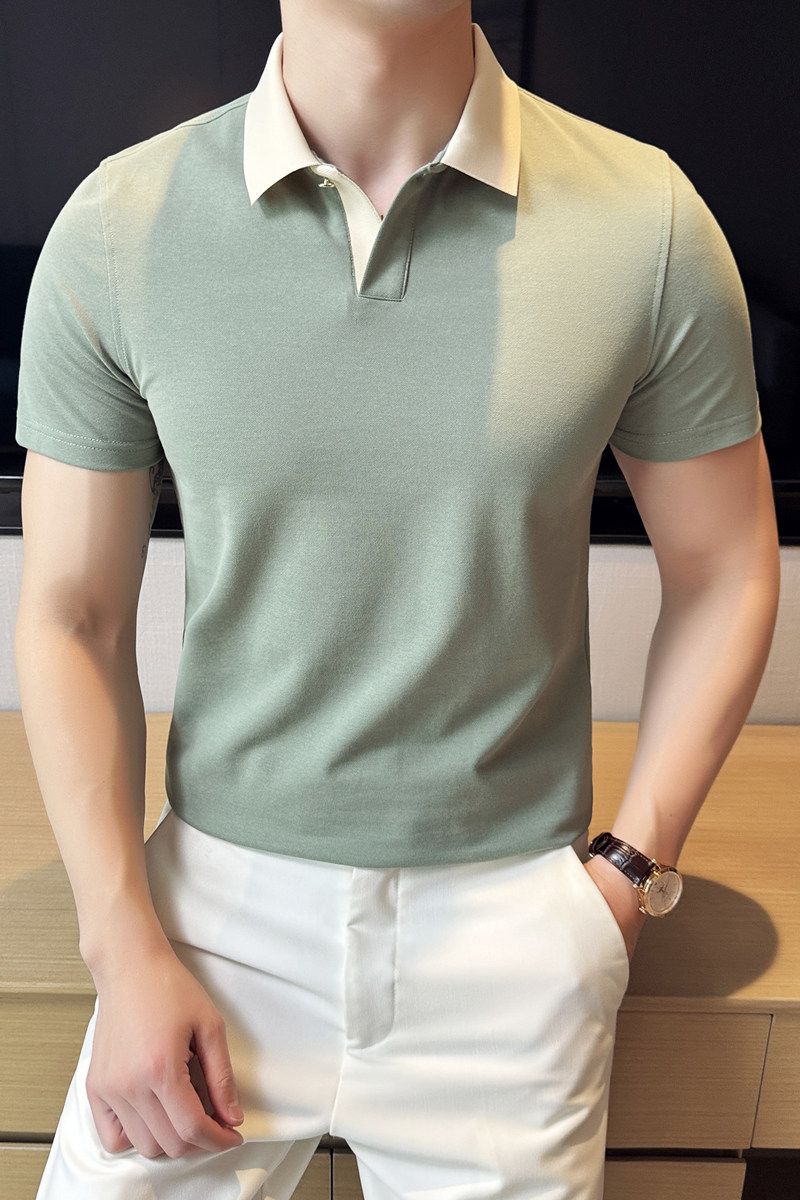 2025夏季新款polo衫商务休闲体恤时尚潮流上衣男A311-PL6048-P40,男装T恤,电商A311