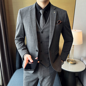 2025秋季新西装套装修身休闲商务大码工西服男士礼服SJT9963-P285图片