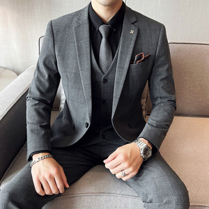2025秋季新西装套装修身休闲商务大码工西服男士礼服SJT9963-P285图片