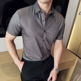 酒店景2025夏季新款弹力短袖衬衫男修身百搭衬衣A311-CSD092-P68，男装T恤，电商A311