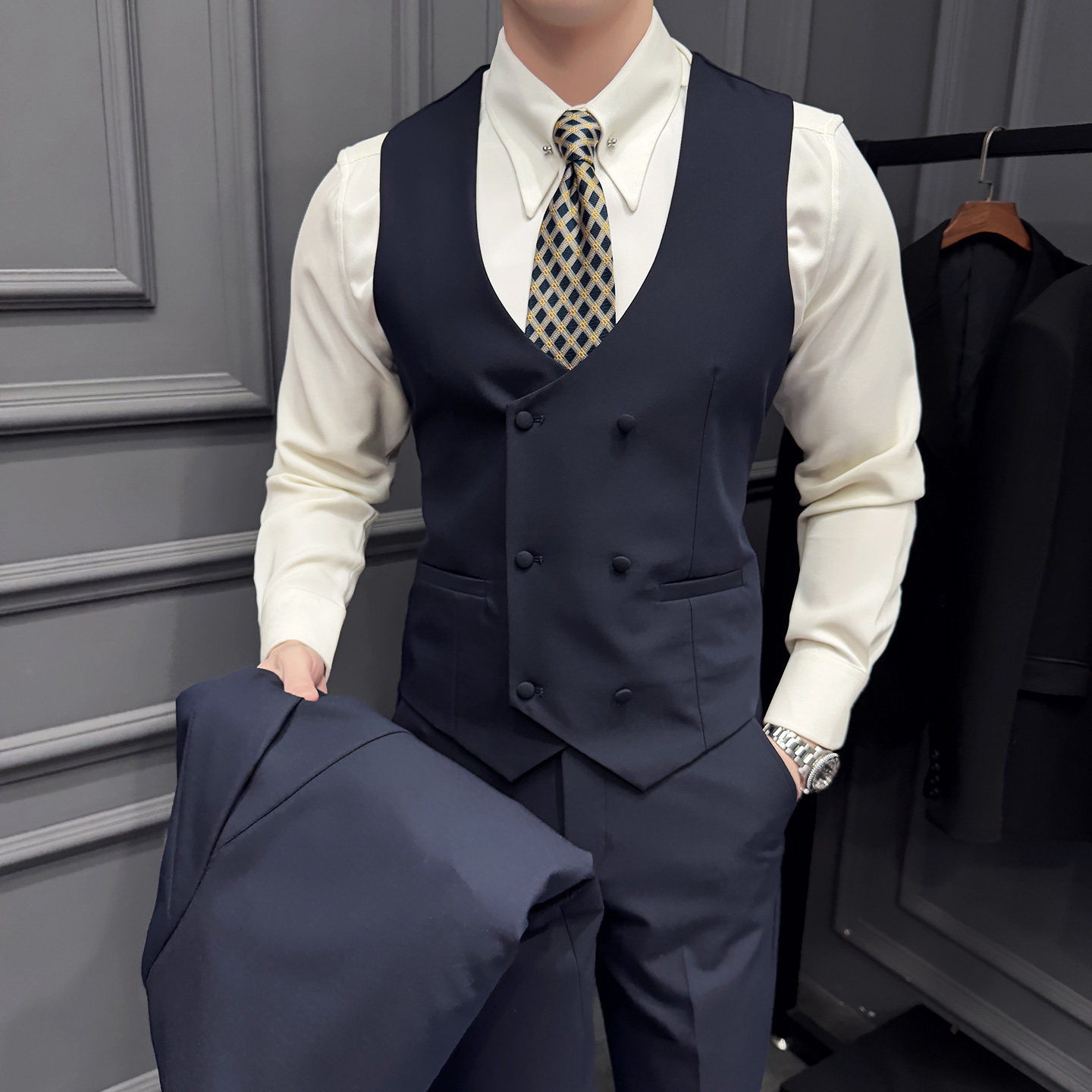 2026伴郎服兄弟装团西装马甲白衬衫冬季礼服婚礼结婚MJT9021-P135,男装西服套装,电商A311