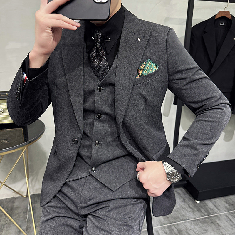 2025春季西装一粒扣套装修身休闲商务大码工西服男士SJT6888-P245,男装西服套装,电商A311