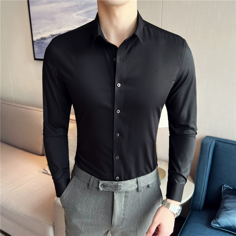 2024商务衣服衬衫男长袖修身衬衣无痕纯色百搭四季寸衣CS8885-P68,男装衬衫,电商A311