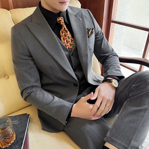 2025春季西装套装修身休闲商务大码工西服男士礼服SJT6888-P245图片