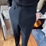 24新款条纹男士休闲裤修身长裤男裤子大码西A311-DK9972-P75，男装休闲裤，电商A311