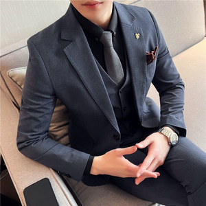 24秋季青年西装套装纯色休闲商务大码工西服男士礼服SJT9931-P285图片