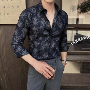 2025秋冬新男士长袖衬衫商务寸衫发型师方领衬衫A311-CSZ7791-P58图片