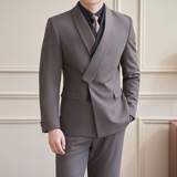 庄园景2026春季西服套装纯色围巾领休闲西服A311-SJT9021-P290，男装西服套装，电商A311