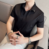 2025夏季新款衬衫男士短袖修身休闲衬衣百搭上衣男A311-CS830-P68，男装T恤，电商A311