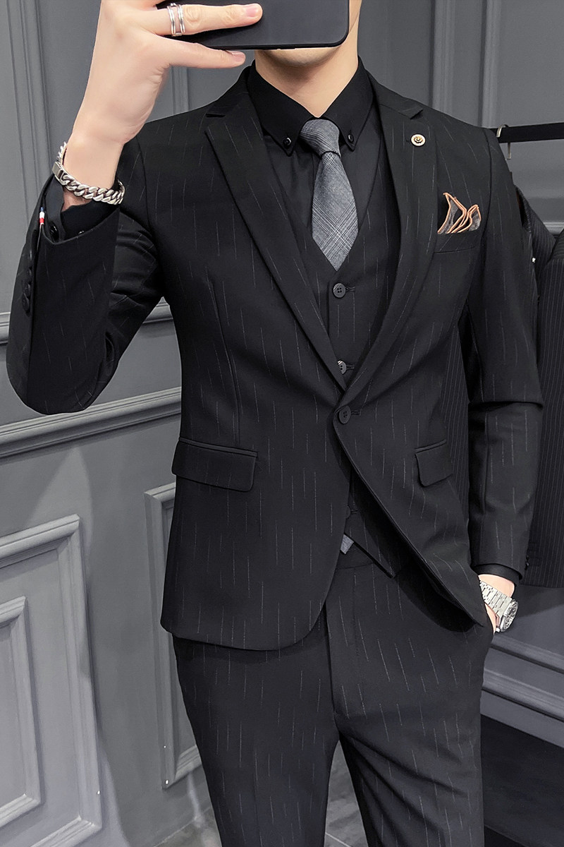 新郎西服套装男士三件套结婚礼服休闲正装帅气小西装SJT9905-P285,男装西服套装,电商A311