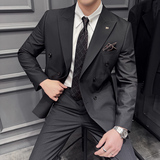 木框景2025春季条纹西服套装男士商务两件套A311-LJT9003-P235，男装西服套装，电商A311