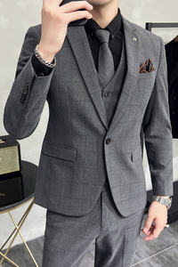 2025秋季新西装套装修身休闲商务大码工西服男士礼服SJT9963-P285图片