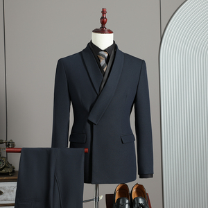 假模景 2026春季西服套装纯色围巾领休闲西服A311-SJT9021-P290，男装西服套装，电商A311
