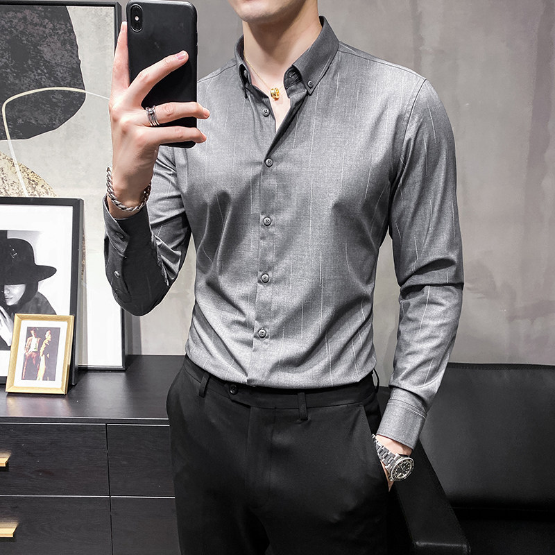 2025秋季高级衬衫男长袖新款上衣衣服商务衬衣男士CSZ8856-P48图片