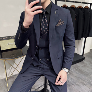 灰墙景2025春季新款西服套装商务男士三件套A311-SJT9002-P285