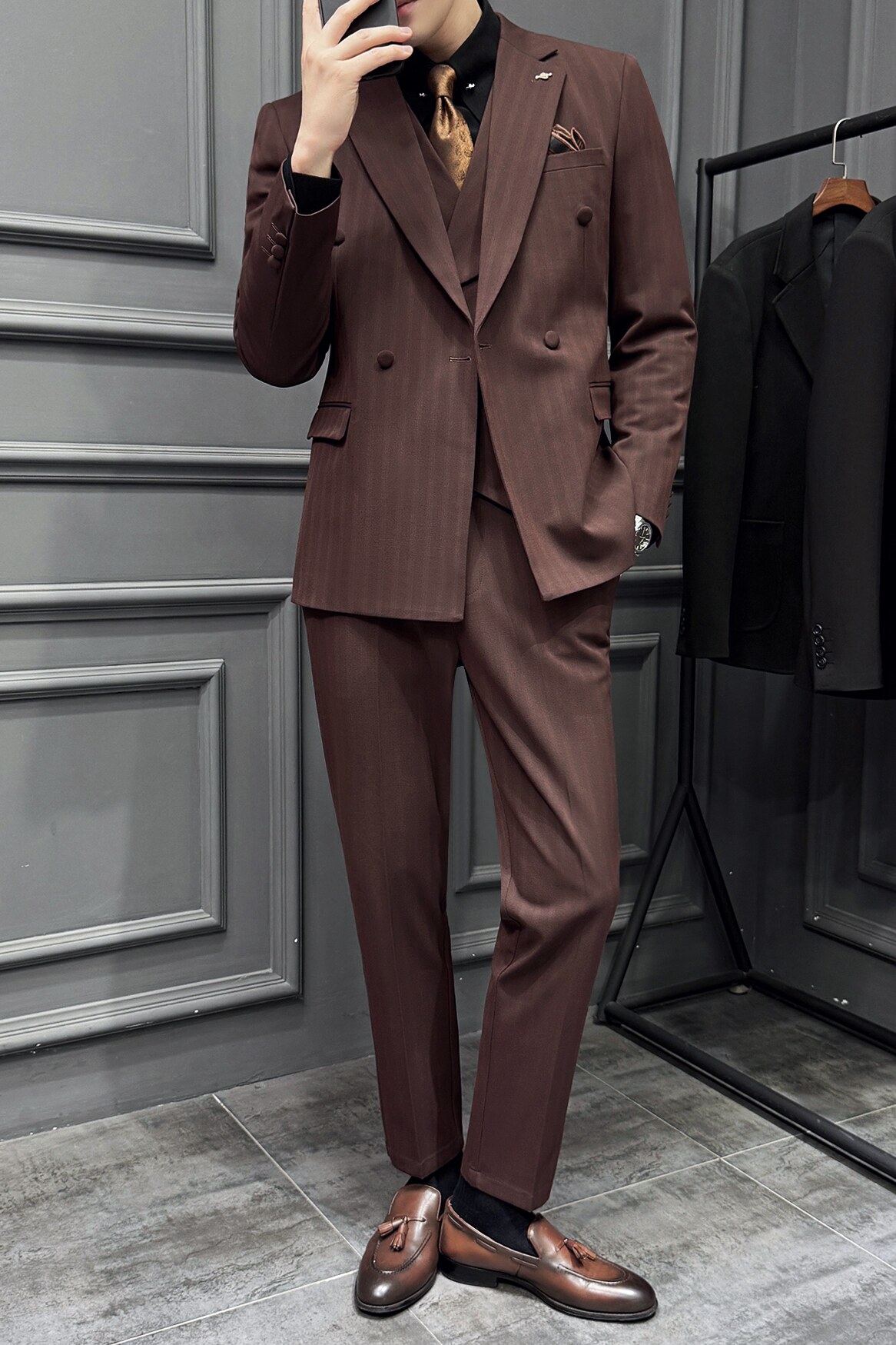 木框景2025秋季套装修身休闲商务大码男士礼服A311-SJT9014-P290,男装西服套装,电商A311