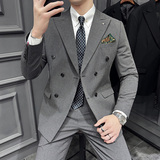 2025春季新款双排扣西装套装休闲商务西服男士A311-LJT9993-P235，男装西服套装，电商A311