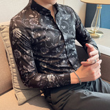 2025秋季青年修身花衬衫男长袖商务休闲衬衣A311-CSC2113-P58，男装衬衫，电商A311