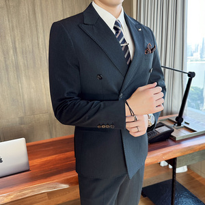 2025秋季新西装套装修身休闲商务大码工西服男士礼服SJT9982-P285图片