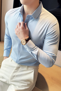 2025春秋季青年无痕衬衫男长袖商务休闲衬衣A311-CS3061-P68图片