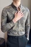 2025秋季青年修身衬衫男长袖商务休闲花衬衣A311-CSC304-P58，男装衬衫，电商A311